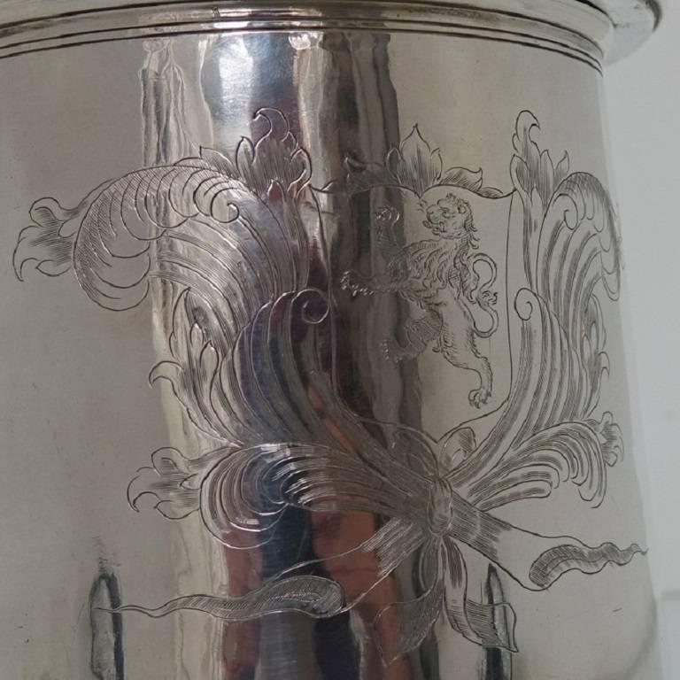 Charles II Antique Sterling Silver Lidded Tankard Maker Rm Conjoined 3