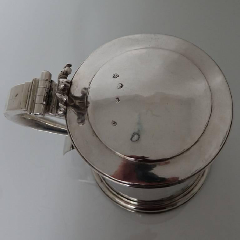 Charles II Antique Sterling Silver Lidded Tankard Maker Rm Conjoined 5