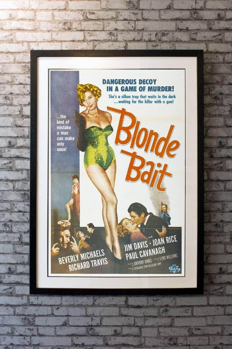 This routine crimer told the story of a girl who is allowed to escape prison so she will lead the authorities to her boyfriend; a murderer who the law can't locate. Beverly Michaels dominates this One Sheet, a Classic image from the 