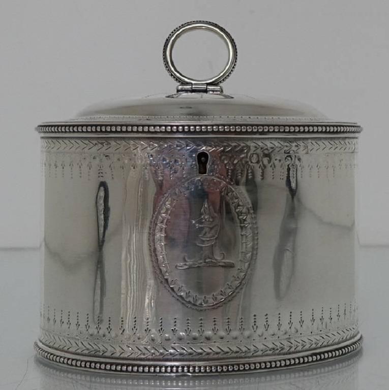Sterling Silver Antique Tea Caddy London 1784 Andrew Fogelberg and