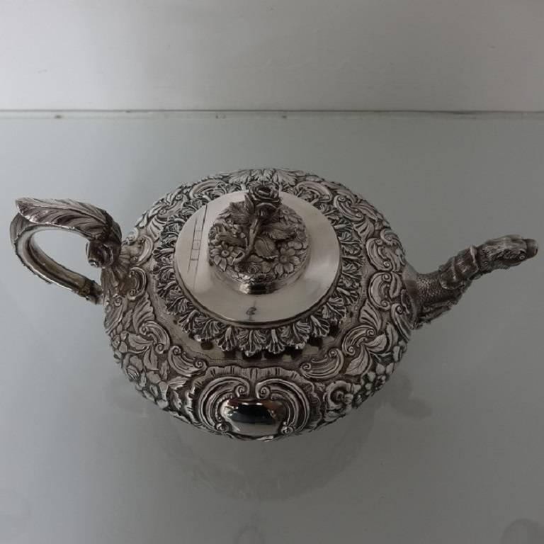 19th Century Irish George IV Antique Teapot Dublin 1832 James Fray 3