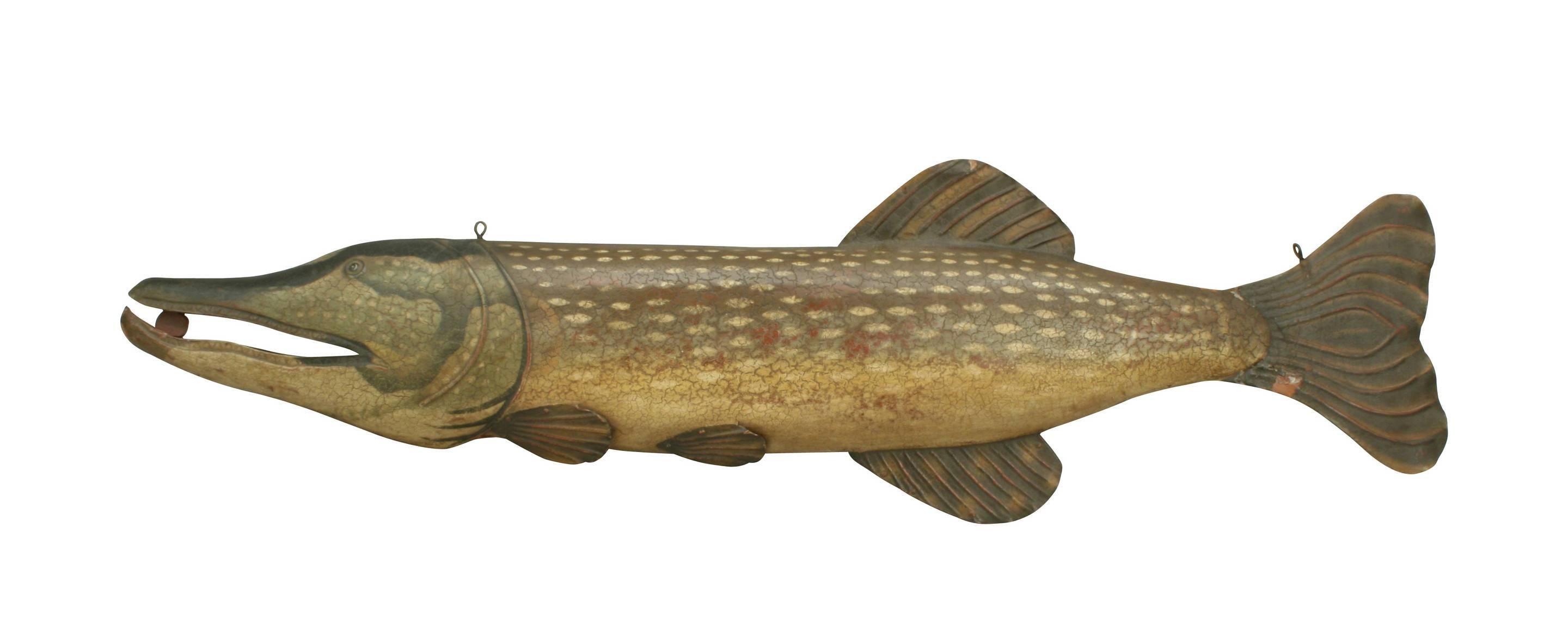 Mid-20th Century Tin Fish Sign, Pike