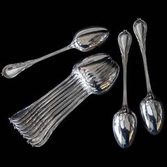 12 Antique Silver Lily Pattern Teaspoons