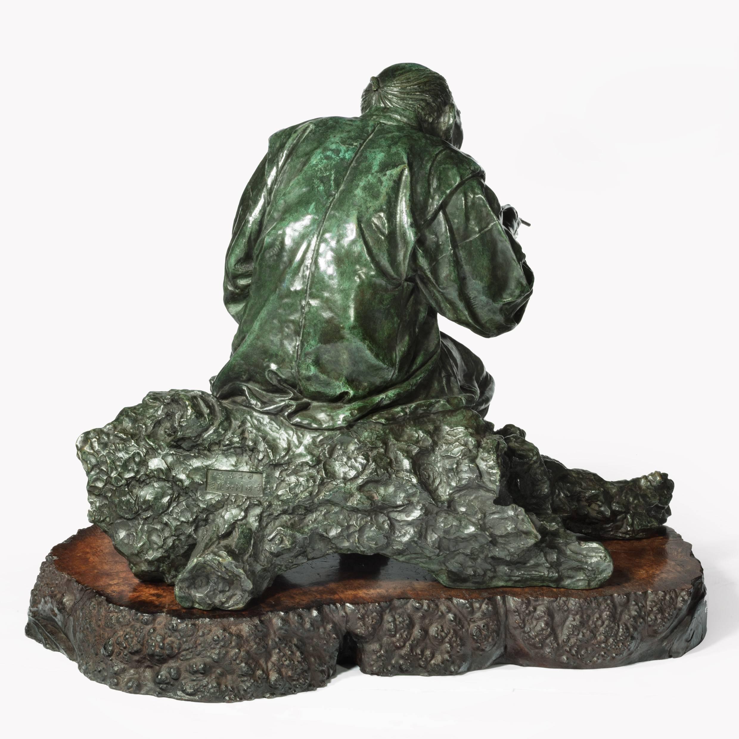 Early 20th Century Tokyo School Bronze of a Peasant by Udagawa Kazuo