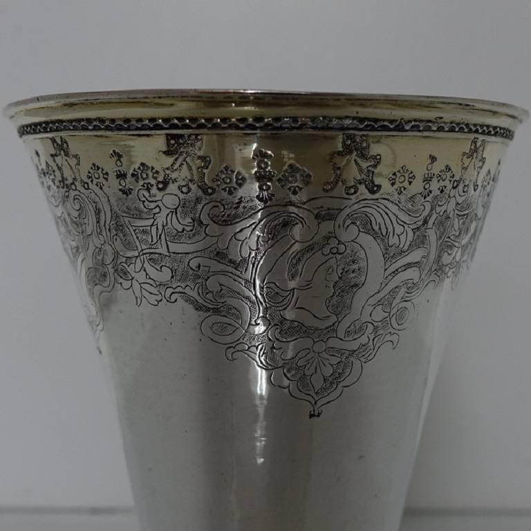 Mid-18th Century Antique Swedish Silver Large Beaker Harnosand A.V Holt For Sale 2