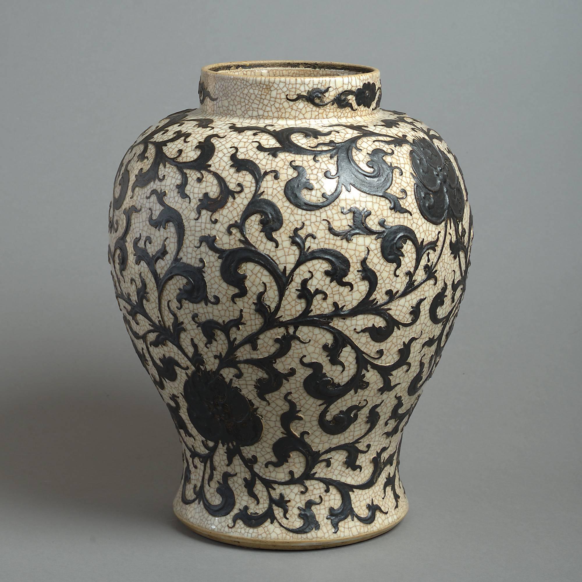 Chinese 19th Century Crackleware Baluster Vase