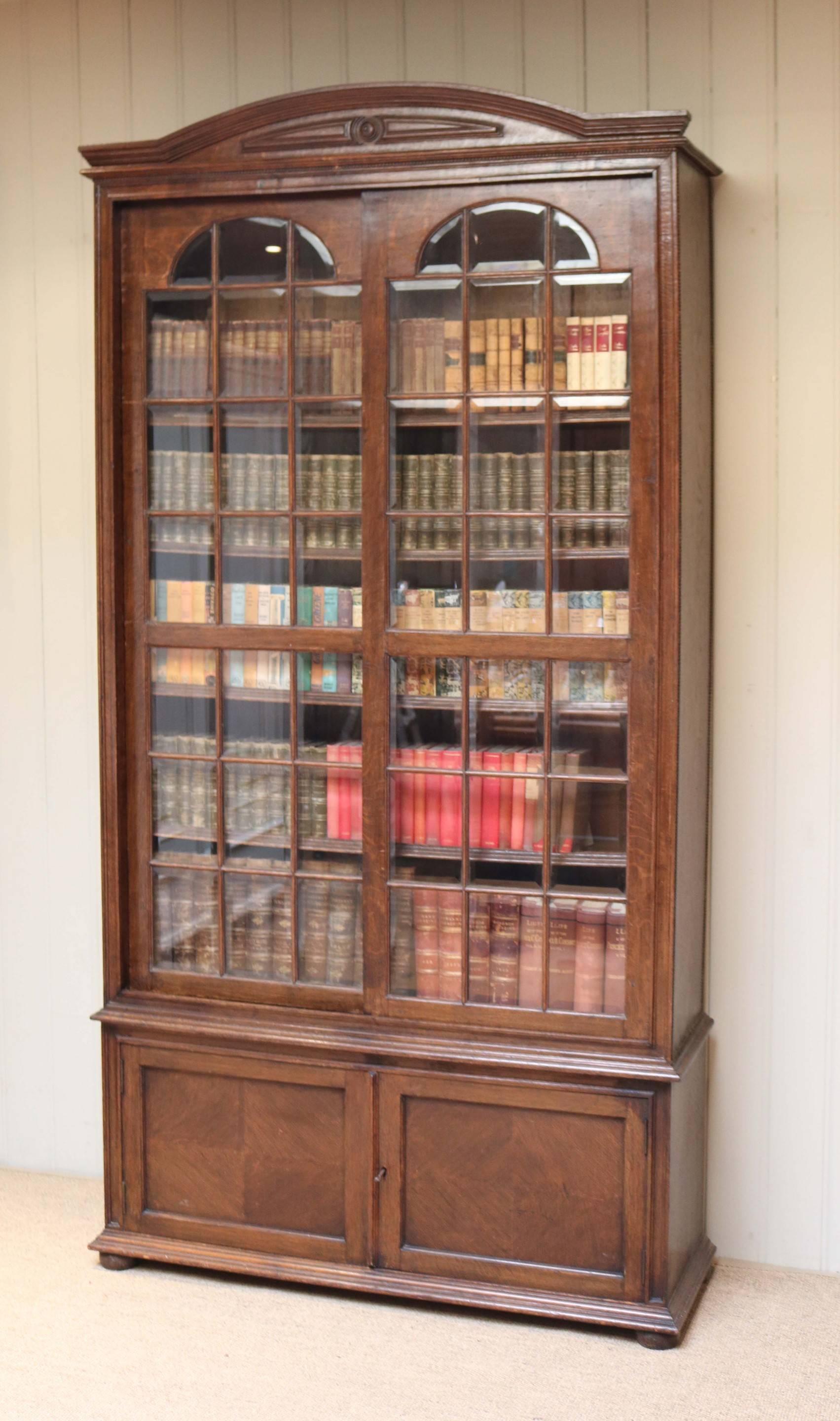 Early 20th Century Solid Oak Glazed Bookcase For Sale
