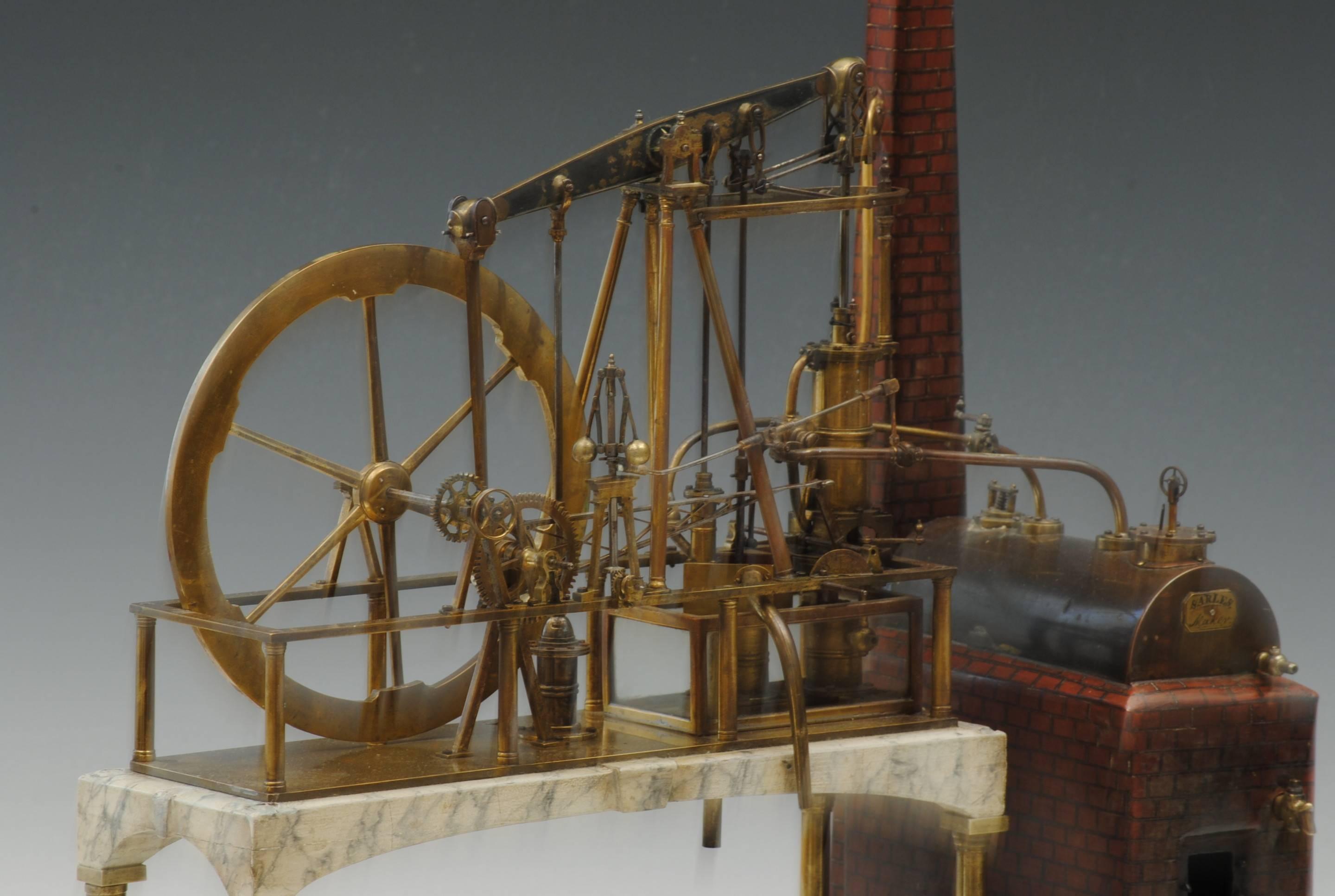 English Superb Early 19th Century Model Watt Steam Engine