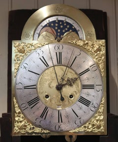 Mid-18th Century Oak Moonphase and Centre Seconds Longcase Clock