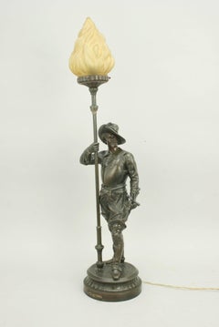 Bronzed Spelter Cavalier Lamp