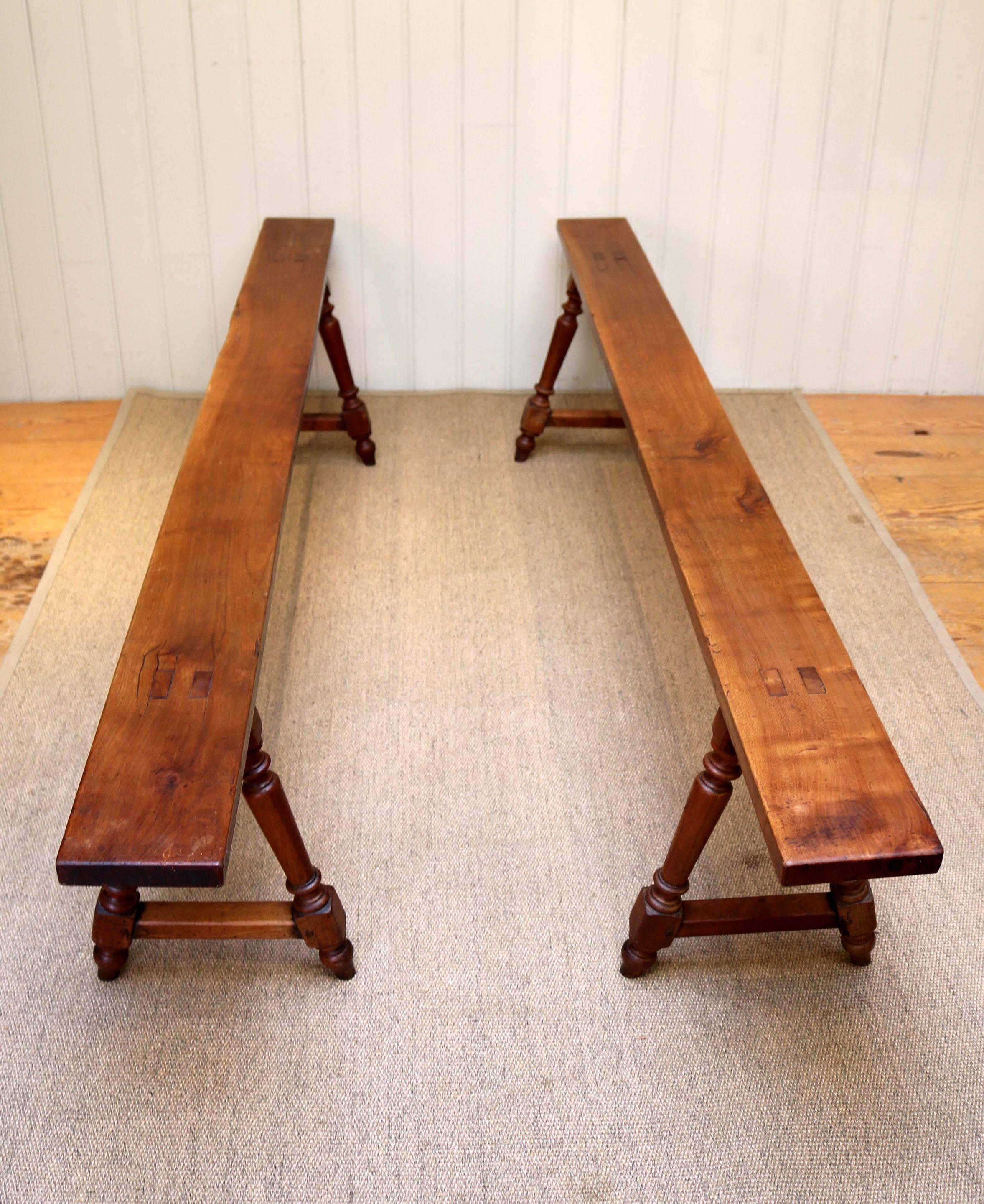 Late 19th Century Cherrywood Bench In Good Condition For Sale In Buckinghamshire, GB