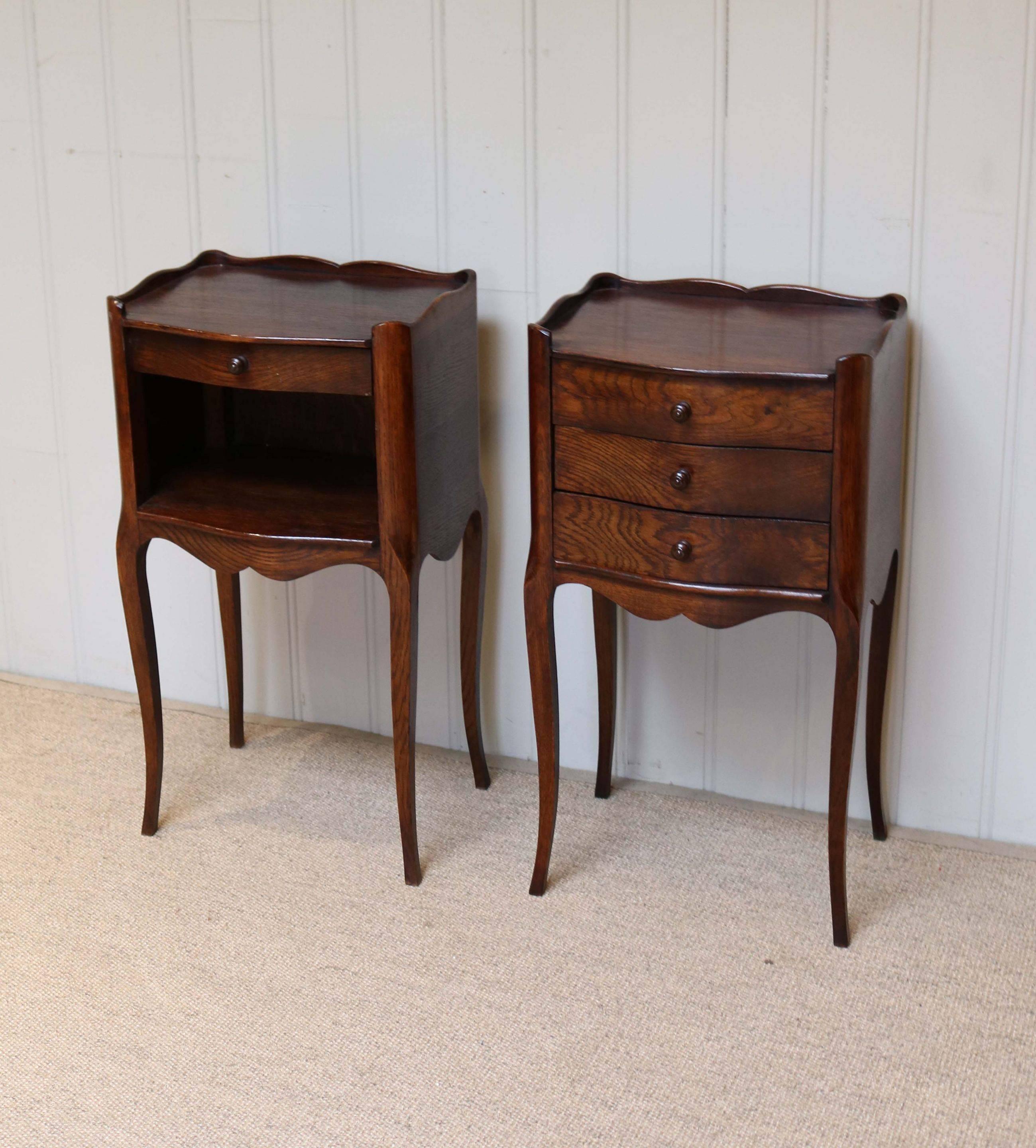 Pair of French Oak Bedside Cabinets For Sale 1