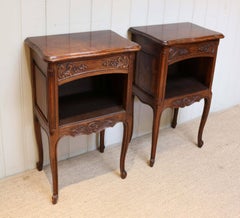 Pair of Carved Oak Bedside Tables