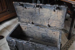 Oak and Metal Bound Strong Box with Keys