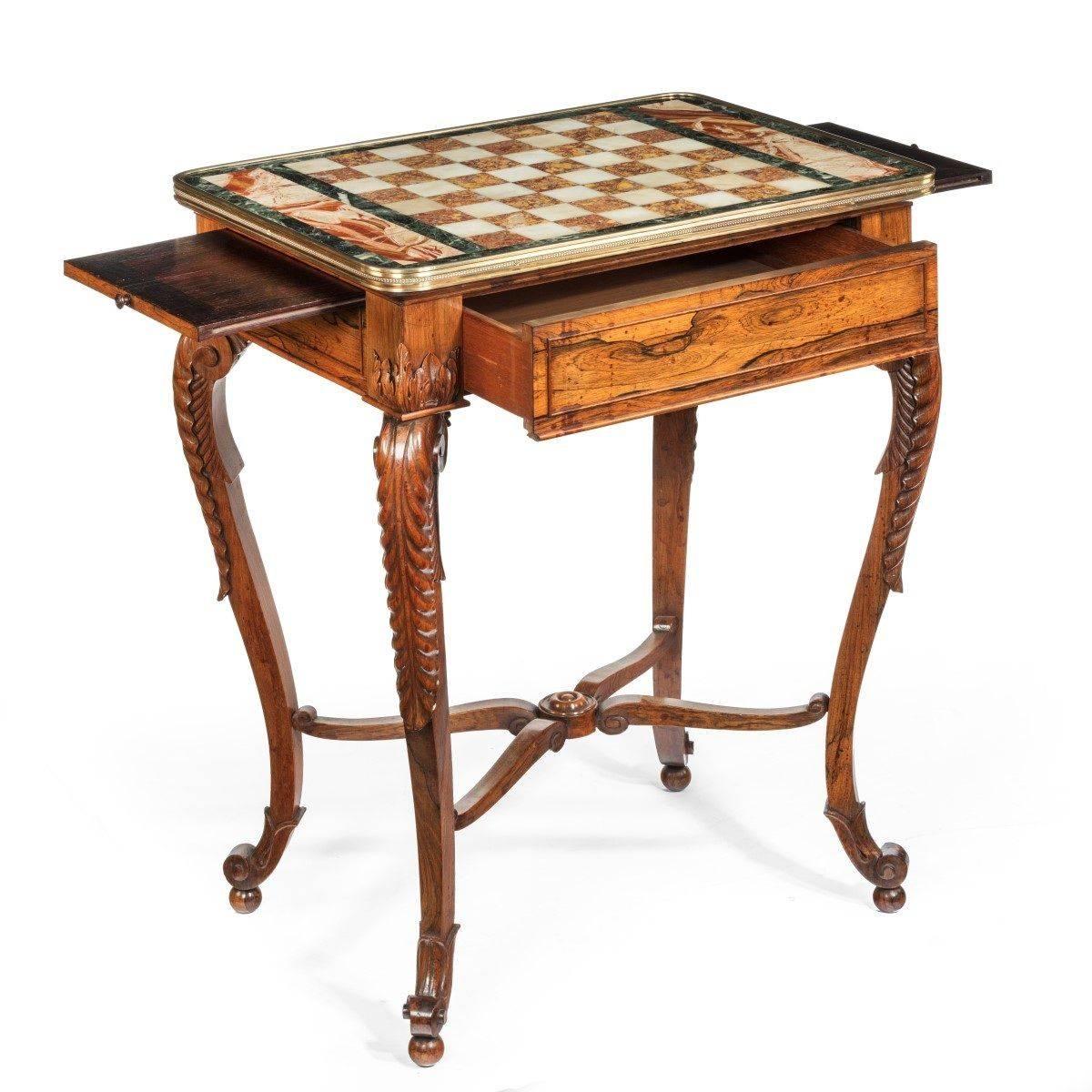 Attractive Regency Rosewood Chess Table In Good Condition In Lymington, Hampshire