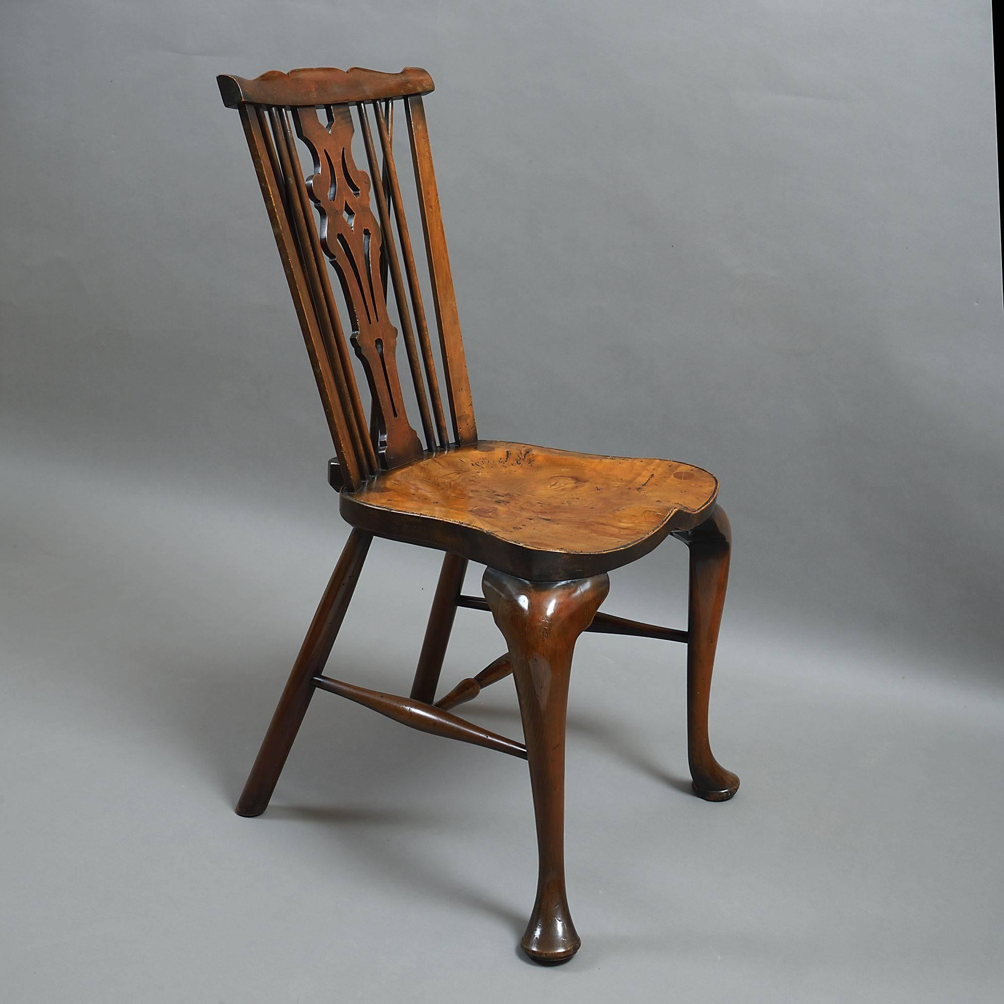 Hand-Carved Pair of Windsor Hall Chairs