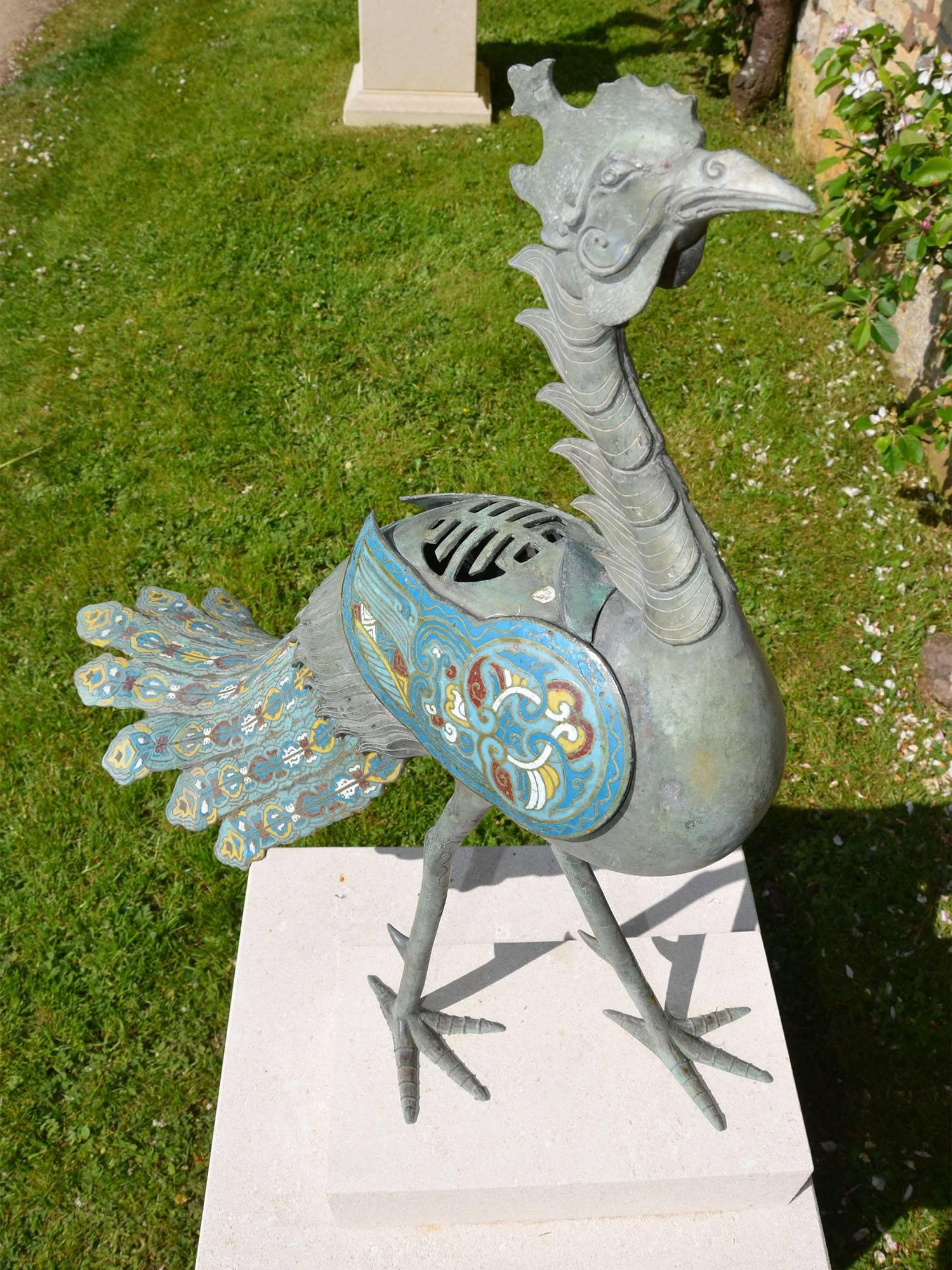 Mid-Late 19th Century, Japanese Cloisonné Bronze Censor In Good Condition For Sale In Gloucestershire, GB