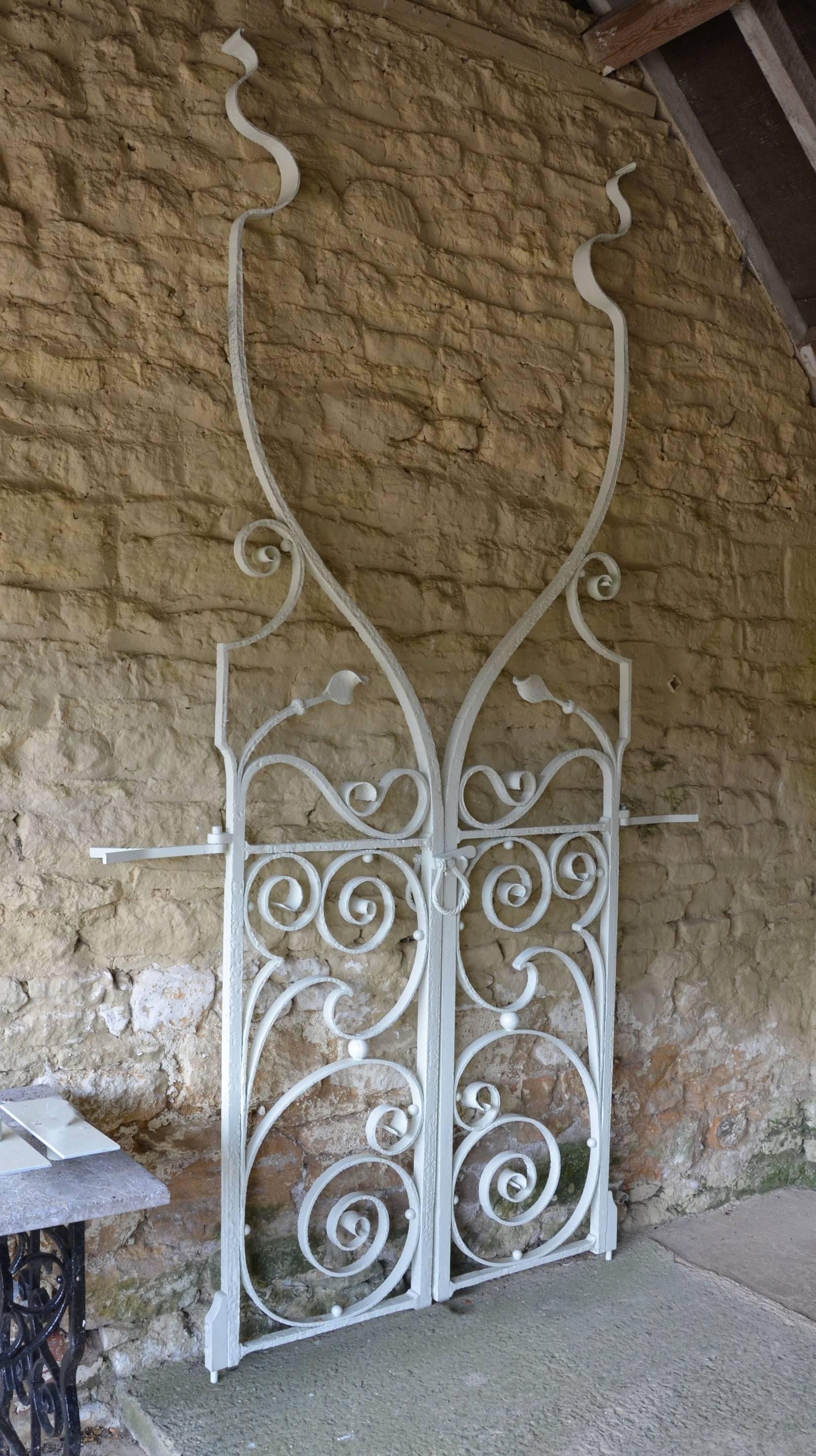 English Pair of Extraordinary Early 20th Century Wrought Iron Garden Gates For Sale