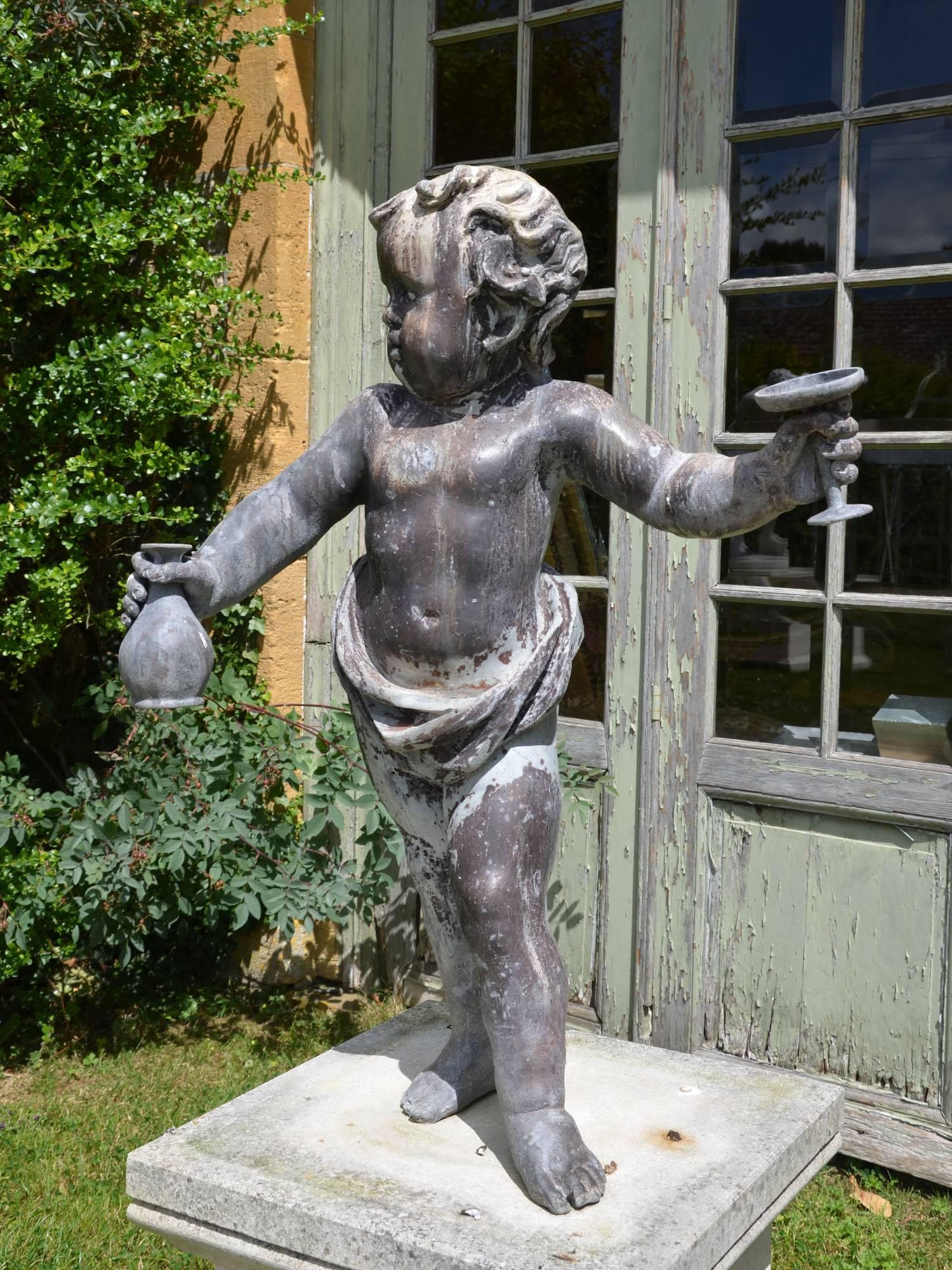 17th Century Lowland Lead Putto In Good Condition For Sale In Gloucestershire, GB
