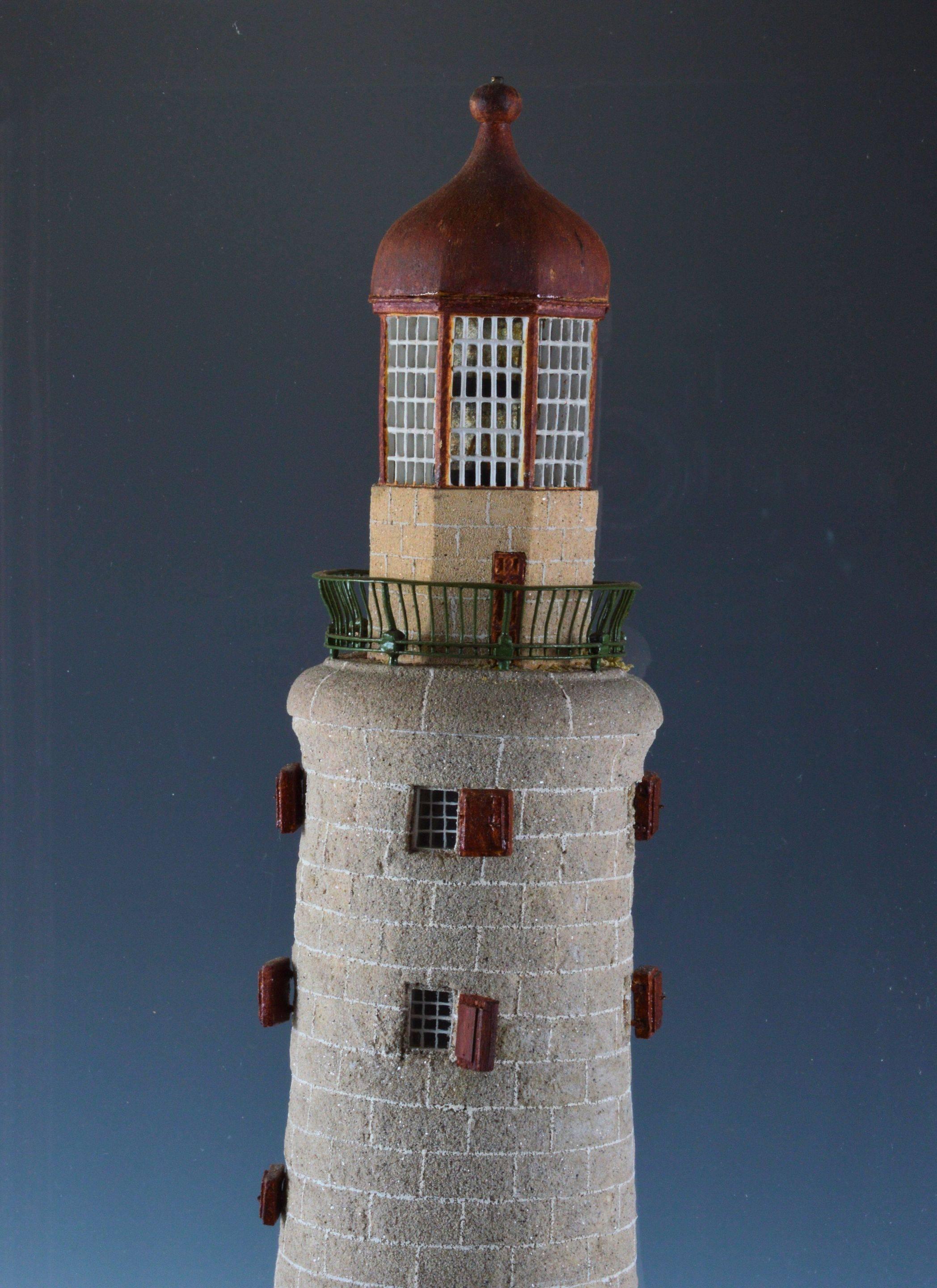 British Rare Antique Mahogany Cased Cork Model of a Lighthouse