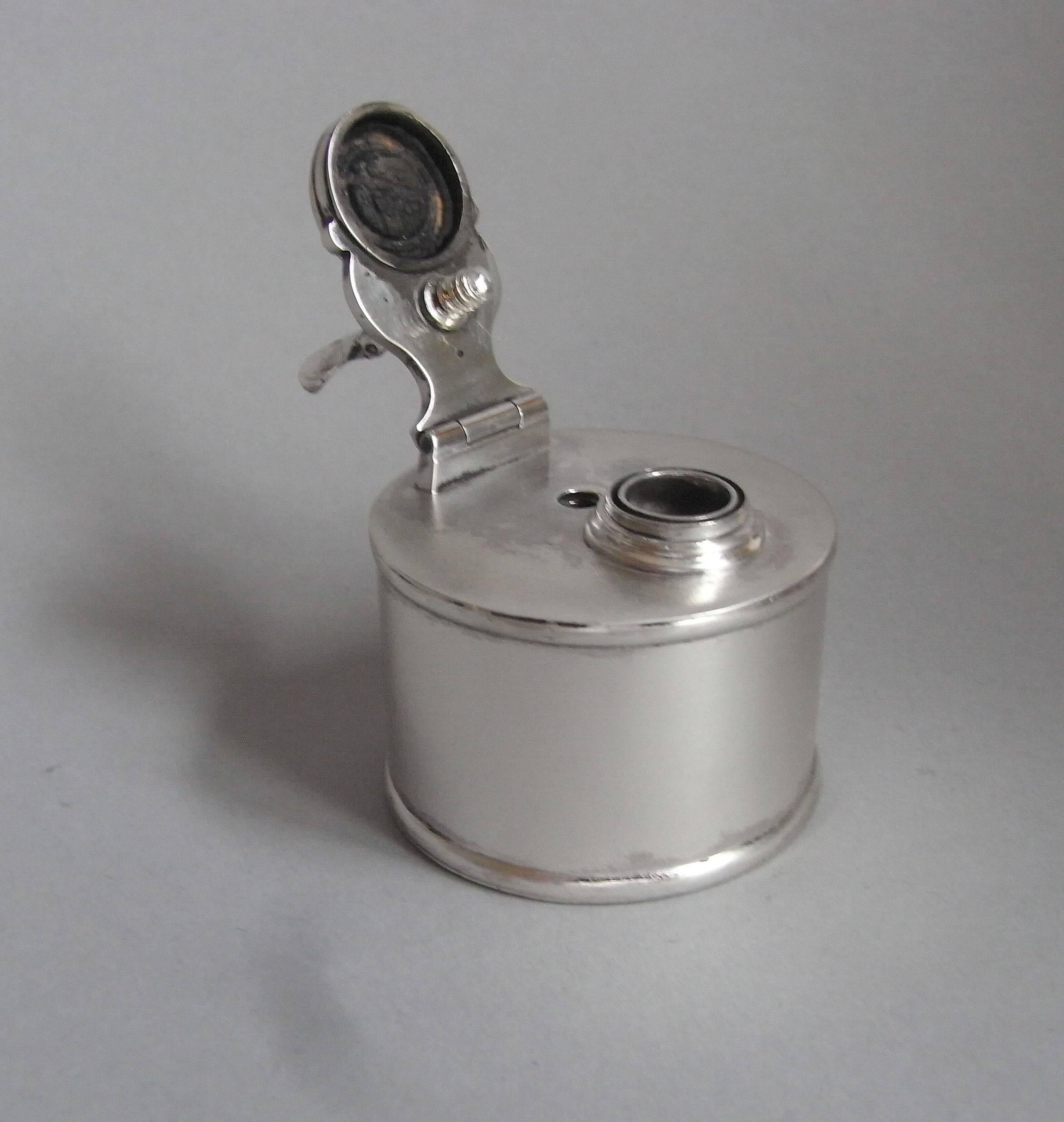 The inkwell is, unusually, entirely made of silver and is modelled in the 