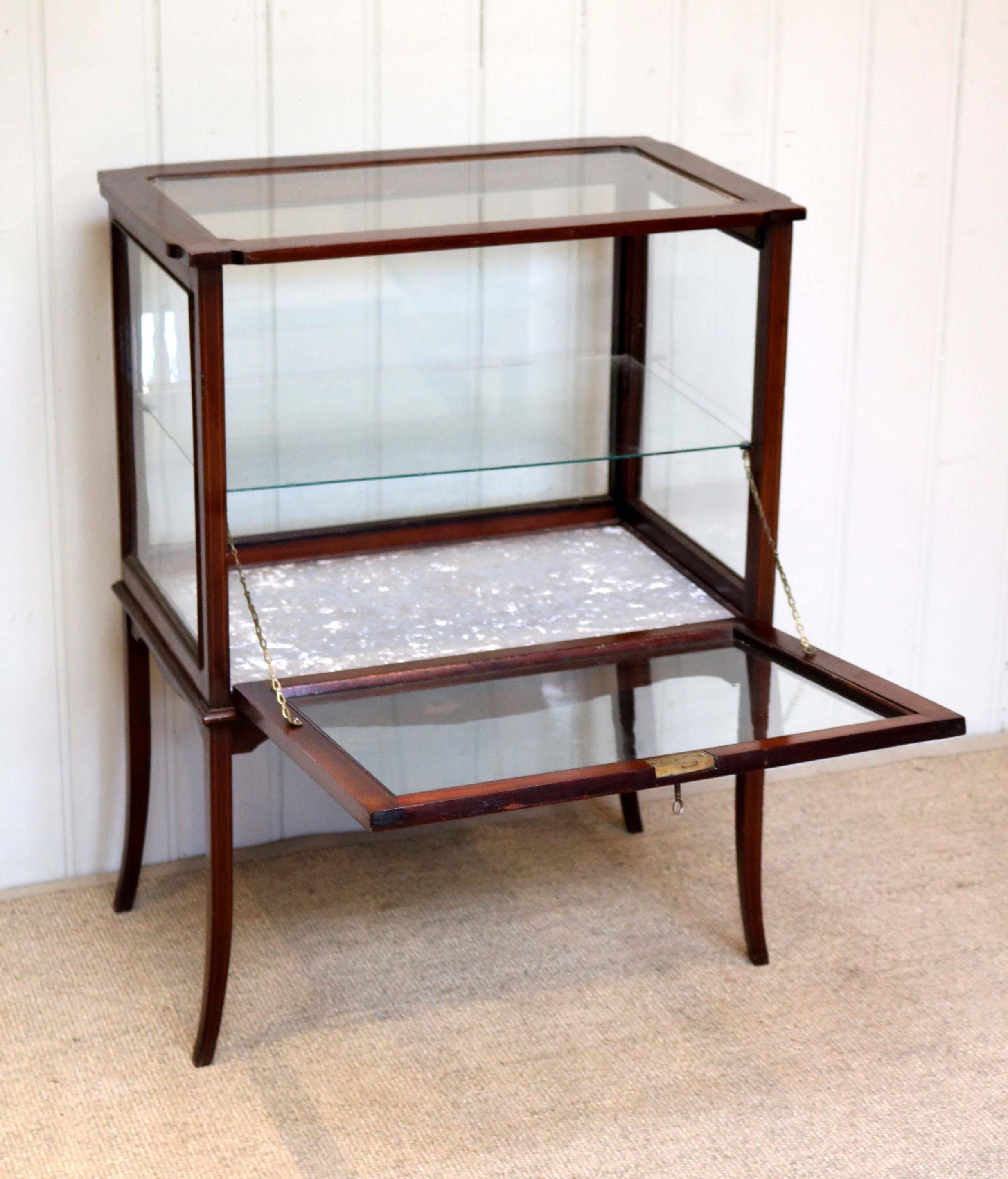 English Edwardian Mahogany Bijouterie Display Cabinet For Sale