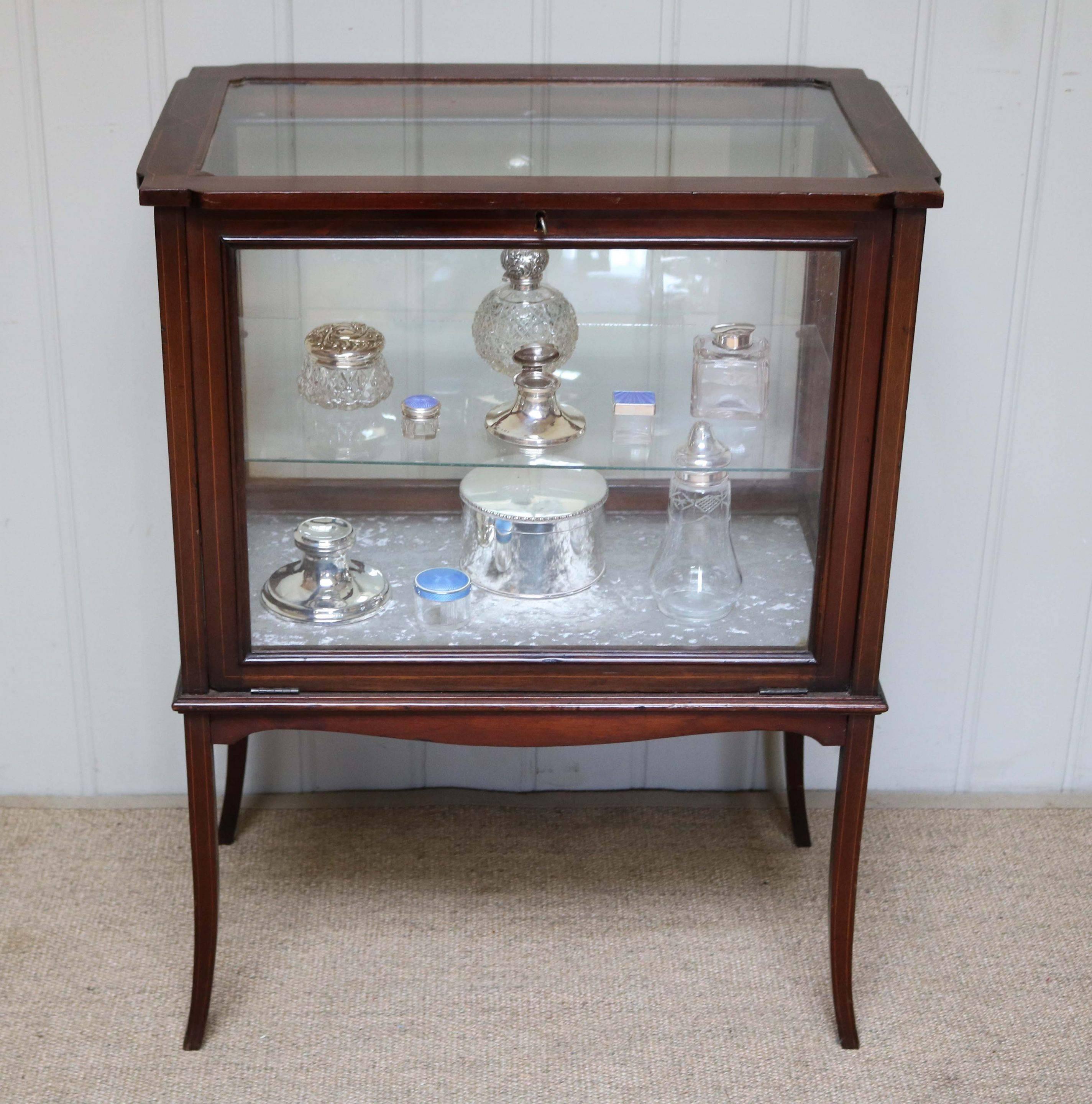 Early 20th Century Edwardian Mahogany Bijouterie Display Cabinet For Sale