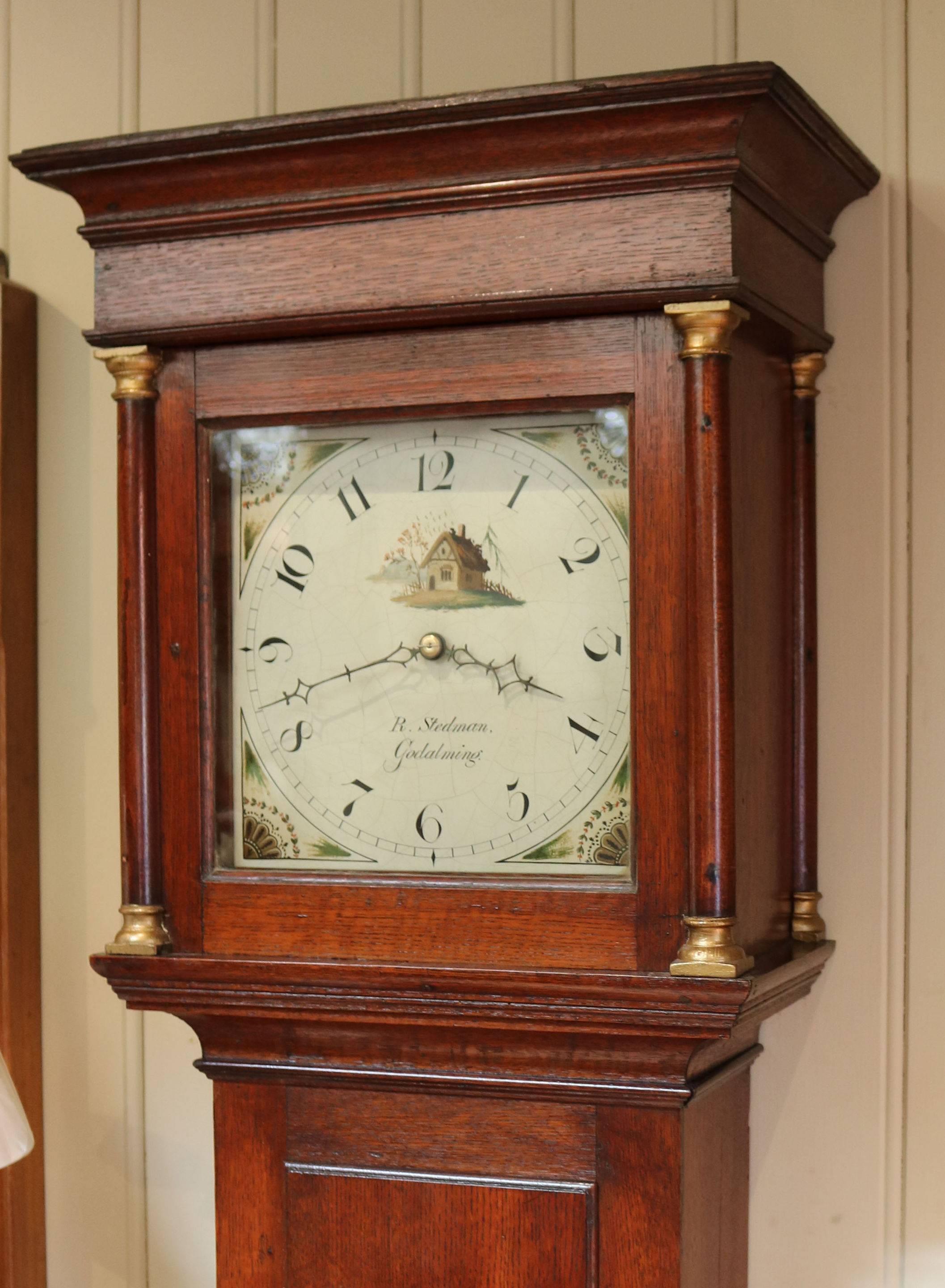 English Oak Country Longcase Clock