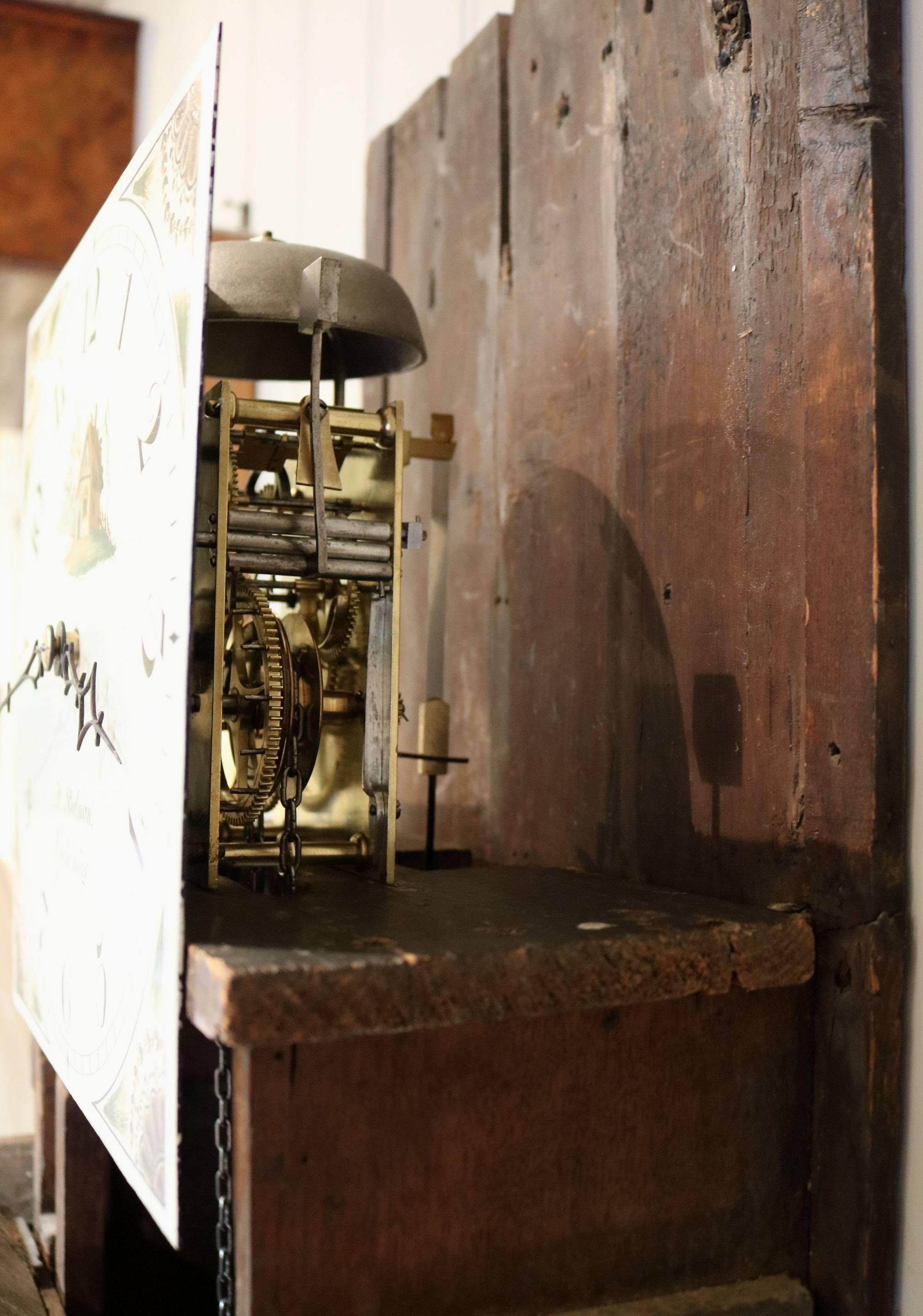 Mid-19th Century Oak Country Longcase Clock