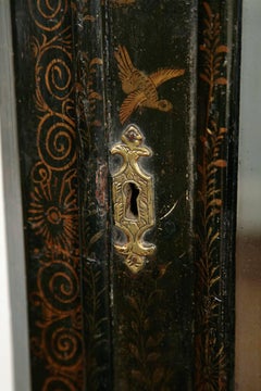 18th Century Antique English Queen Anne Chinoiserie Lacquer Corner Cupboard