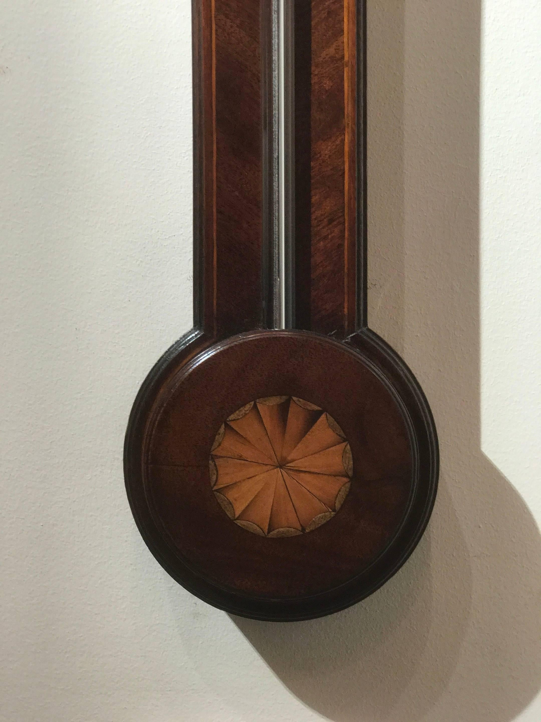 Early 19th Century Antique George III Mahogany Stick Barometer by Cremonino In Good Condition For Sale In Devon, GB
