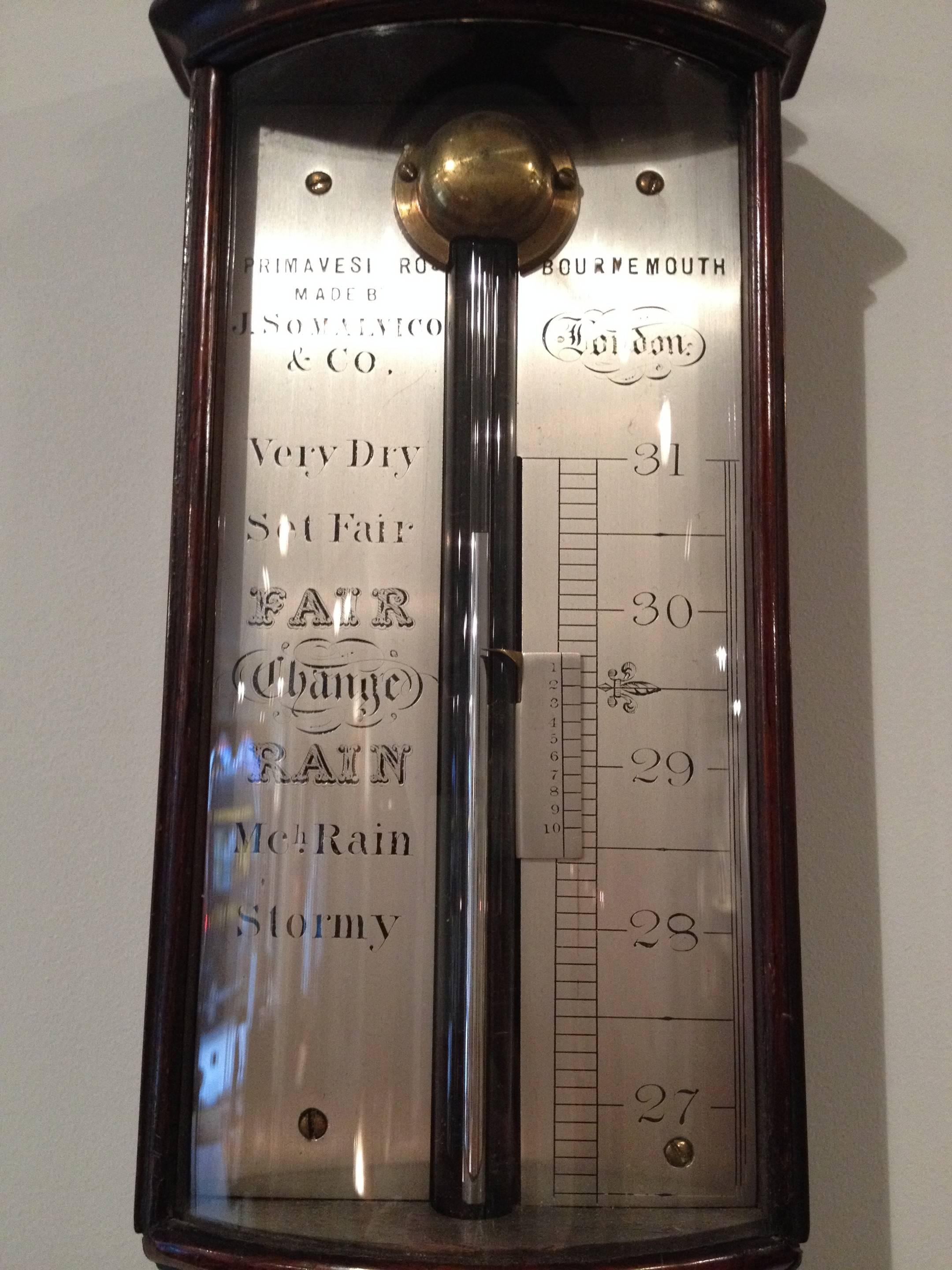 William IV 19th Century Antique Bow Front Barometer by J. Somalvico & Co of London For Sale