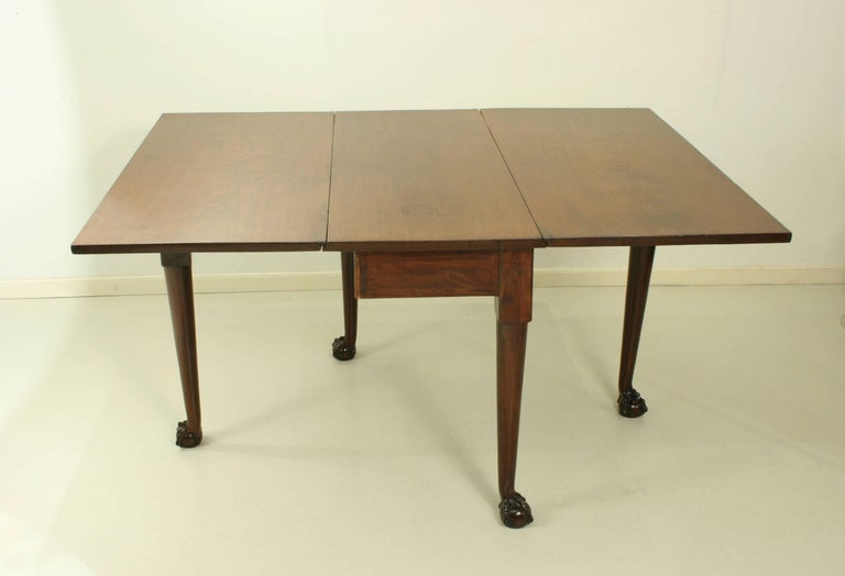 British Antique Mahogany Ball and Claw Drop-Leaf Table For Sale