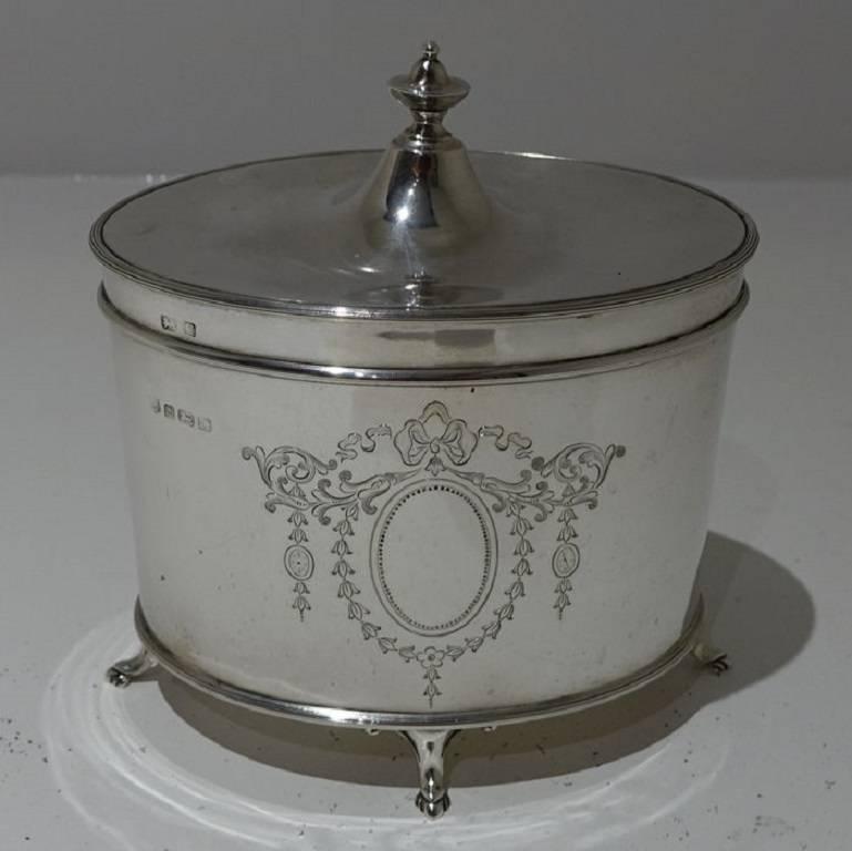 Early 20th Century Antique Edwardian Tea Caddy Birmingham 1927 Barker Bros Ltd In Excellent Condition For Sale In 53-64 Chancery Lane, London