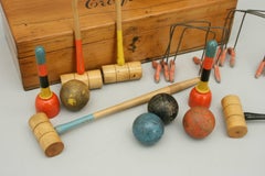 Table Croquet Set in Pine Box