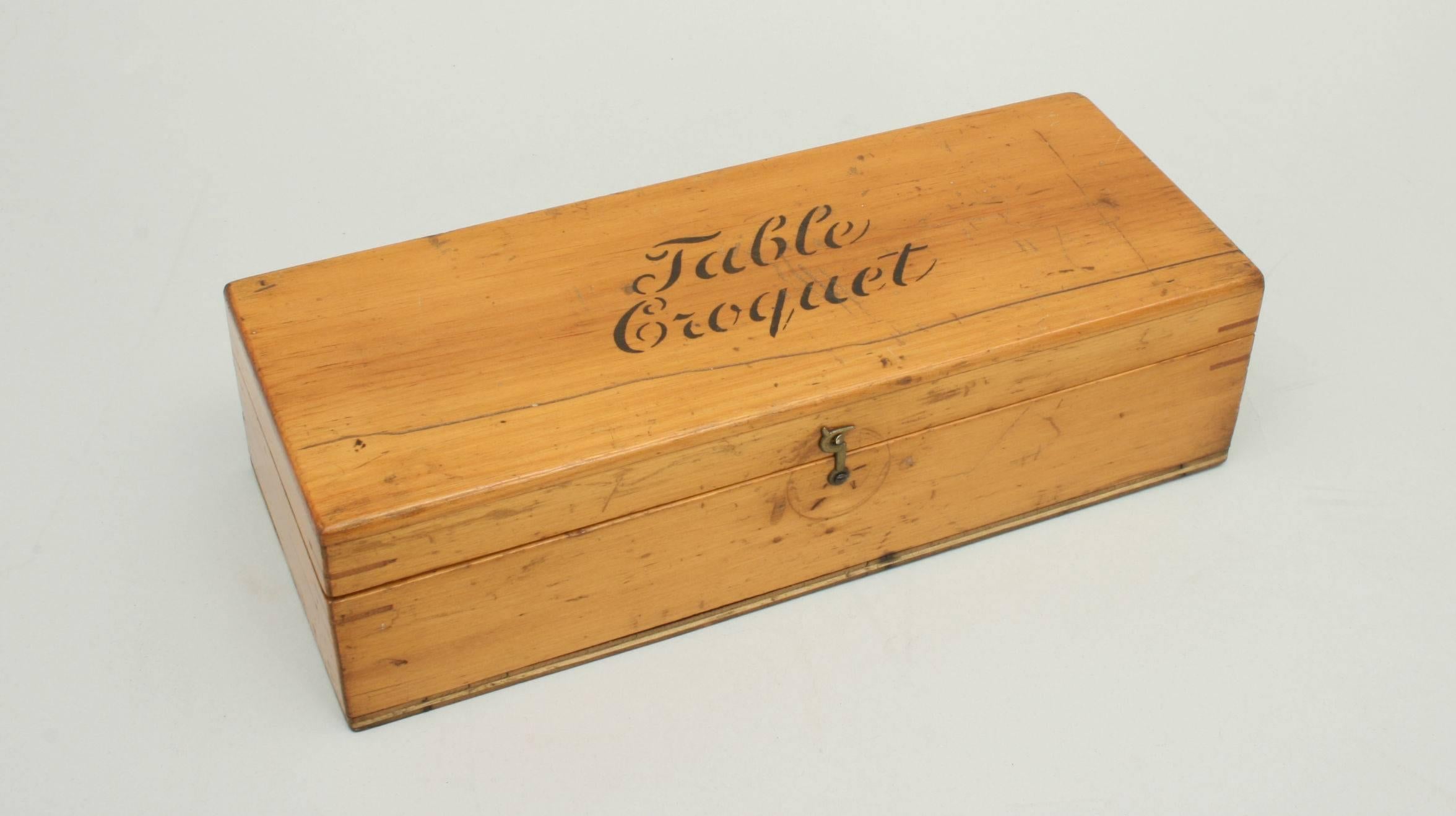 British Table Croquet Set in Pine Box