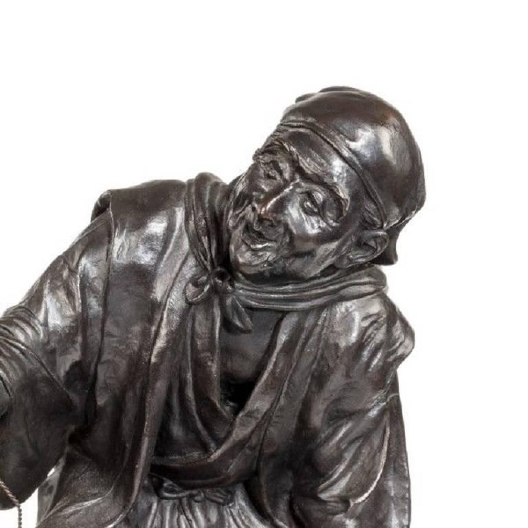 Meiji Period Bronze Group of a Monkey Trainer by Seiya In Good Condition In Lymington, Hampshire