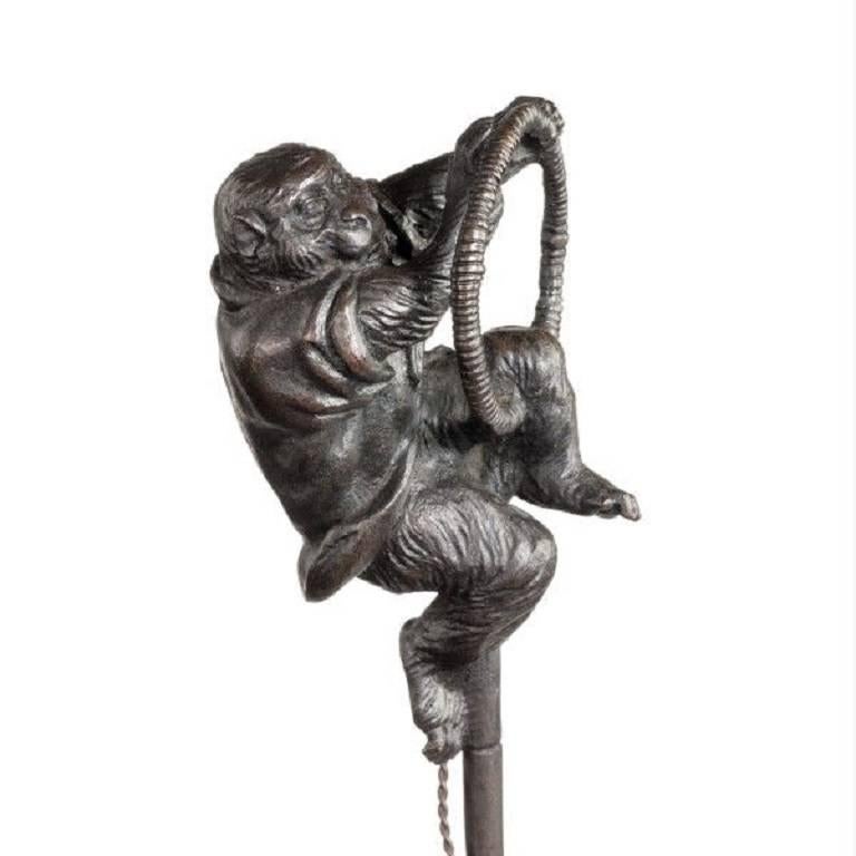 Meiji Period Bronze Group of a Monkey Trainer by Seiya 4