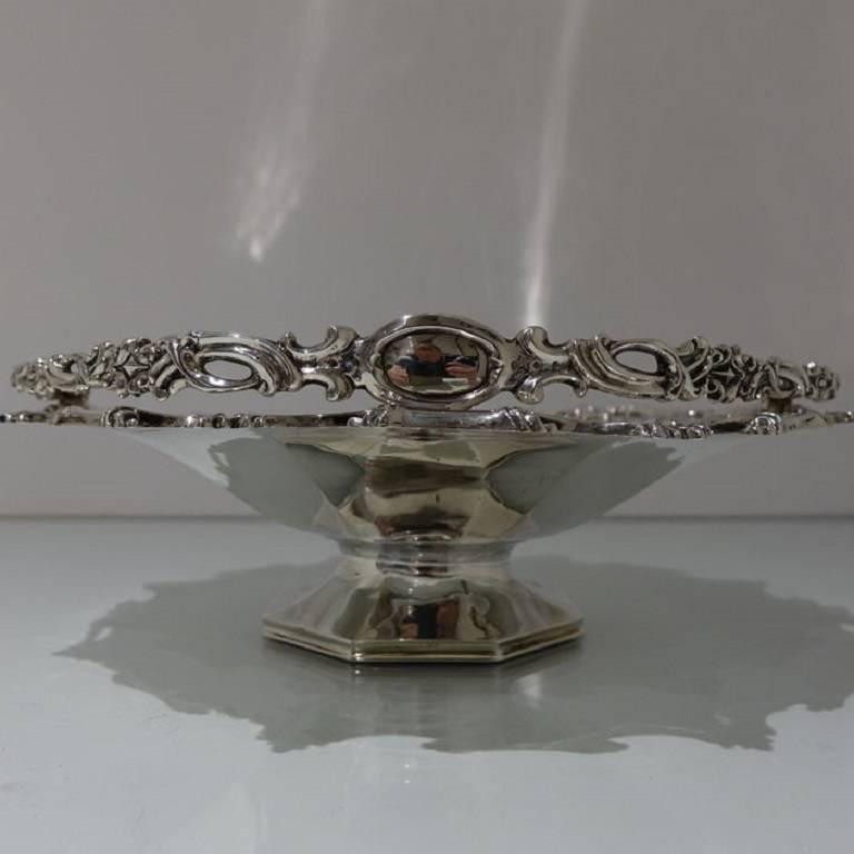 Sterling Silver Antique Victorian Cake Basket London 1857 Joseph Angell For Sale 1