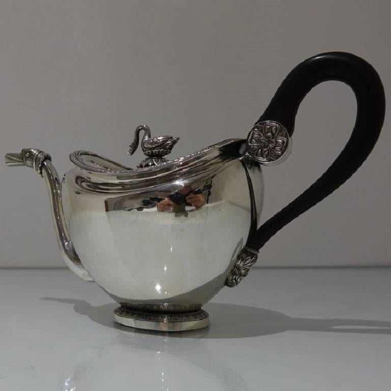 Belgian 19th Century Antique Silver Teapot circa 1830 Brussels For Sale