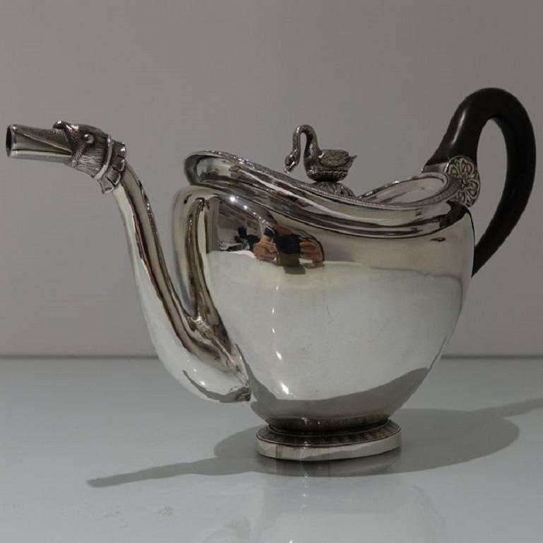 19th Century Antique Silver Teapot circa 1830 Brussels In Excellent Condition For Sale In 53-64 Chancery Lane, London