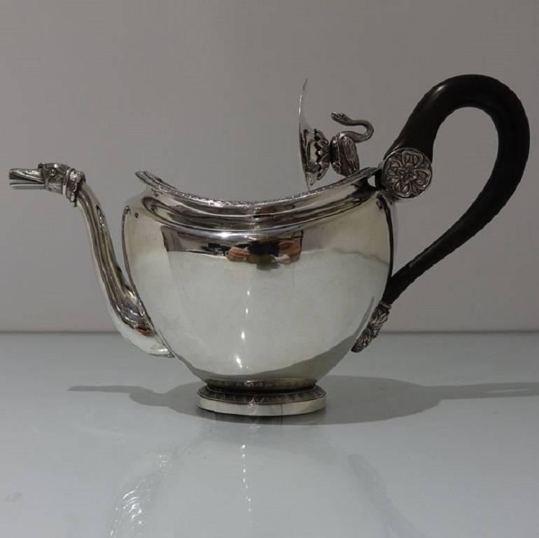 19th Century Antique Silver Teapot circa 1830 Brussels For Sale 2