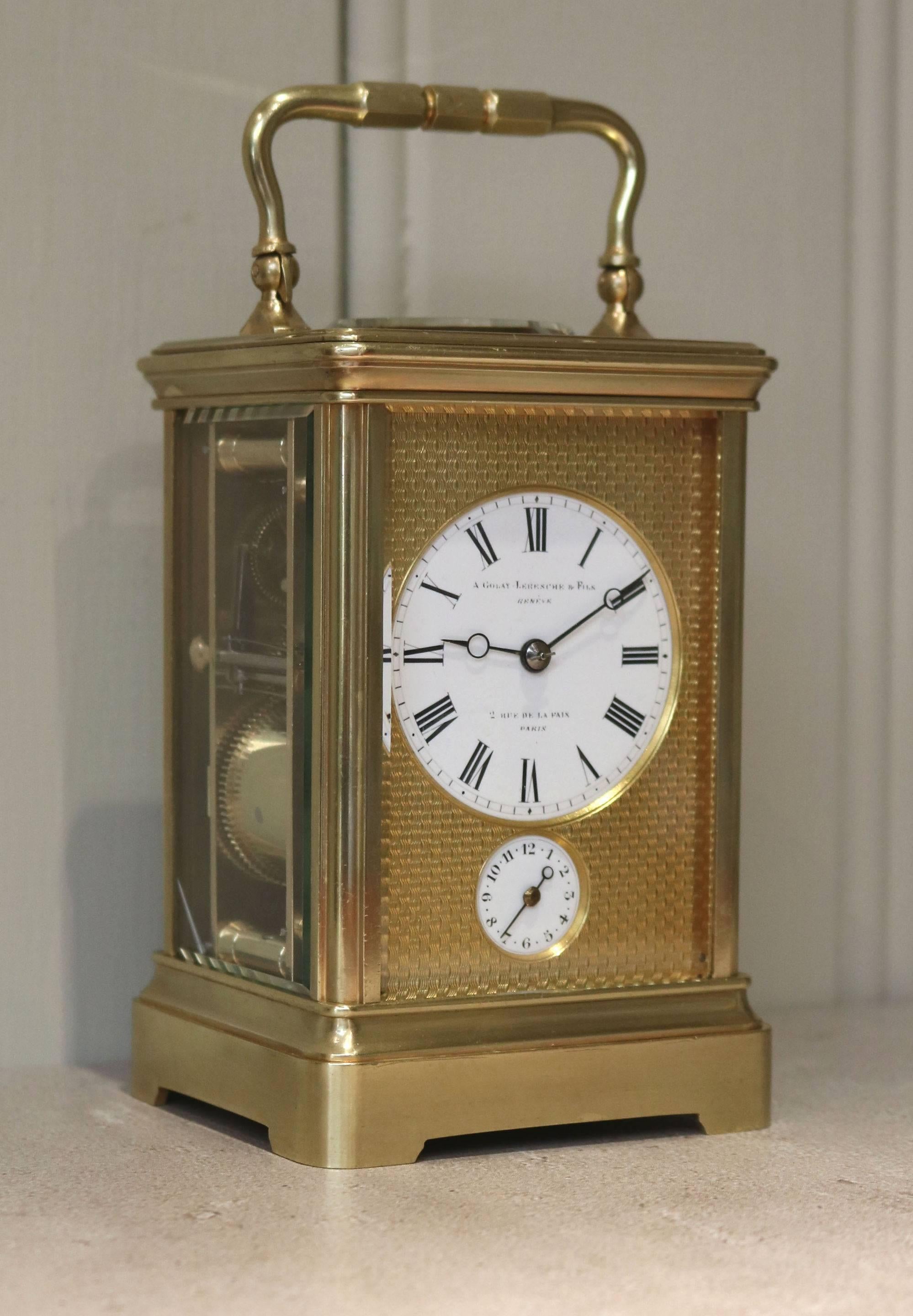 Fine Striking Carriage Clock by Drocourt In Good Condition For Sale In Buckinghamshire, GB