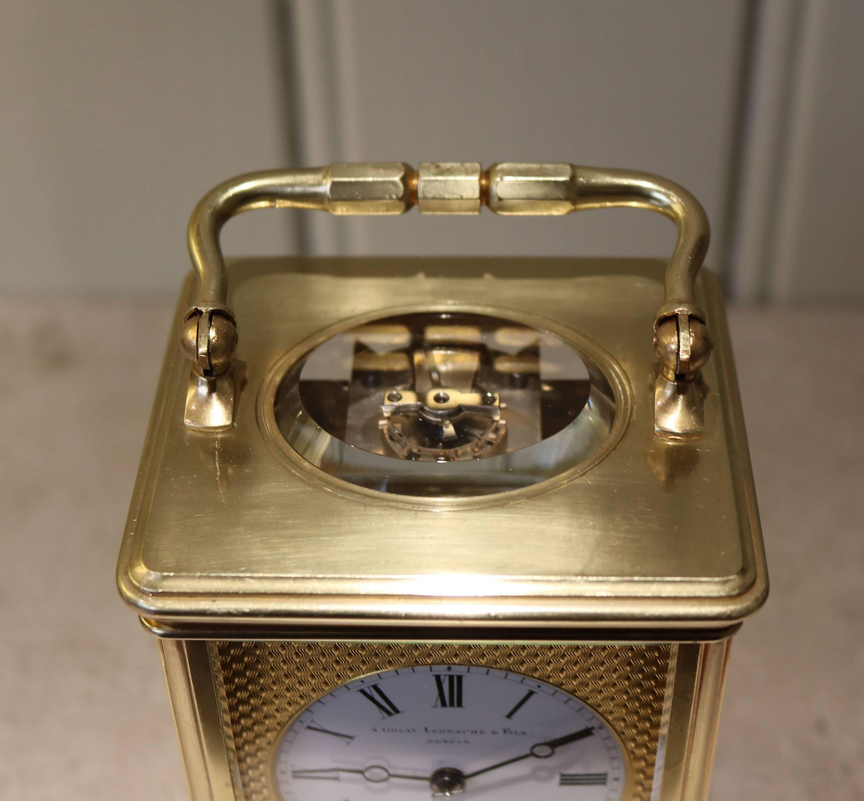 Late 19th Century Fine Striking Carriage Clock by Drocourt For Sale