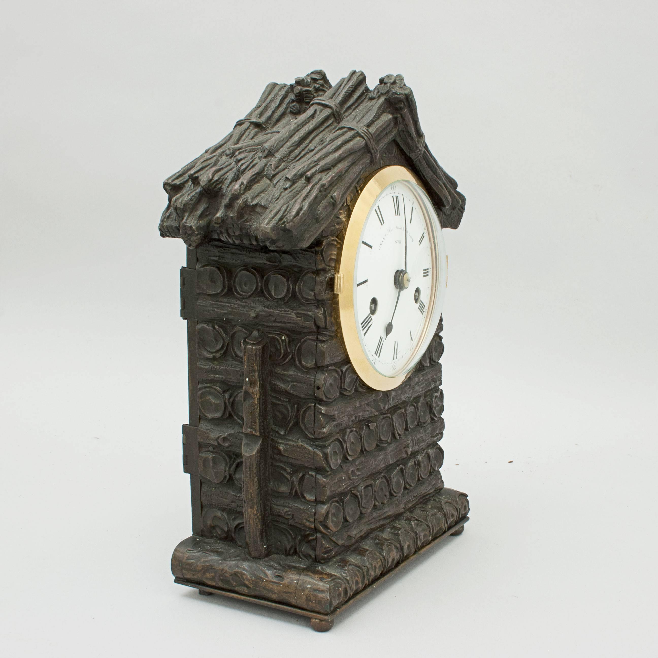 Early 19th Century Antique Mantel Clock by Grant, Black Forest Type Design For Sale