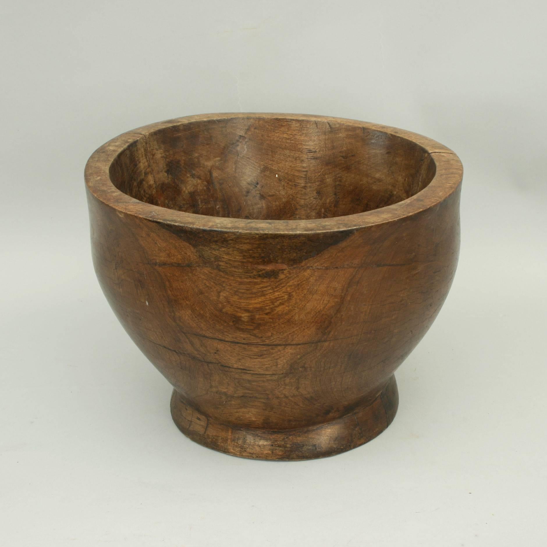 Indonesian Vintage, Large Wooden Bowl in Walnut or Teak