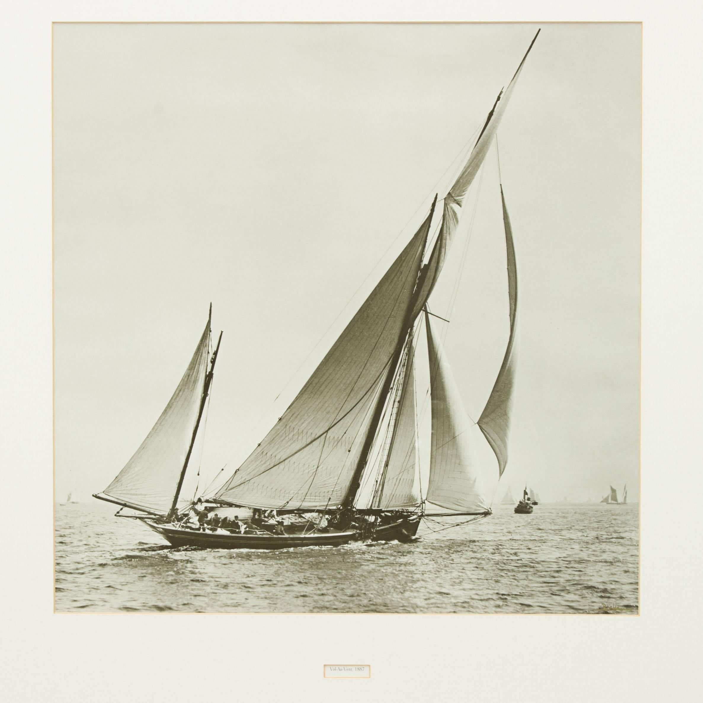 Yachting photograph Westward by Beken of Cowes. 
Framed black and white yachting photographic print titled 'Westward, 1920' with a printed 'Beken' signature in the bottom right hand corner. The title is hidden under the mount, the image printed on