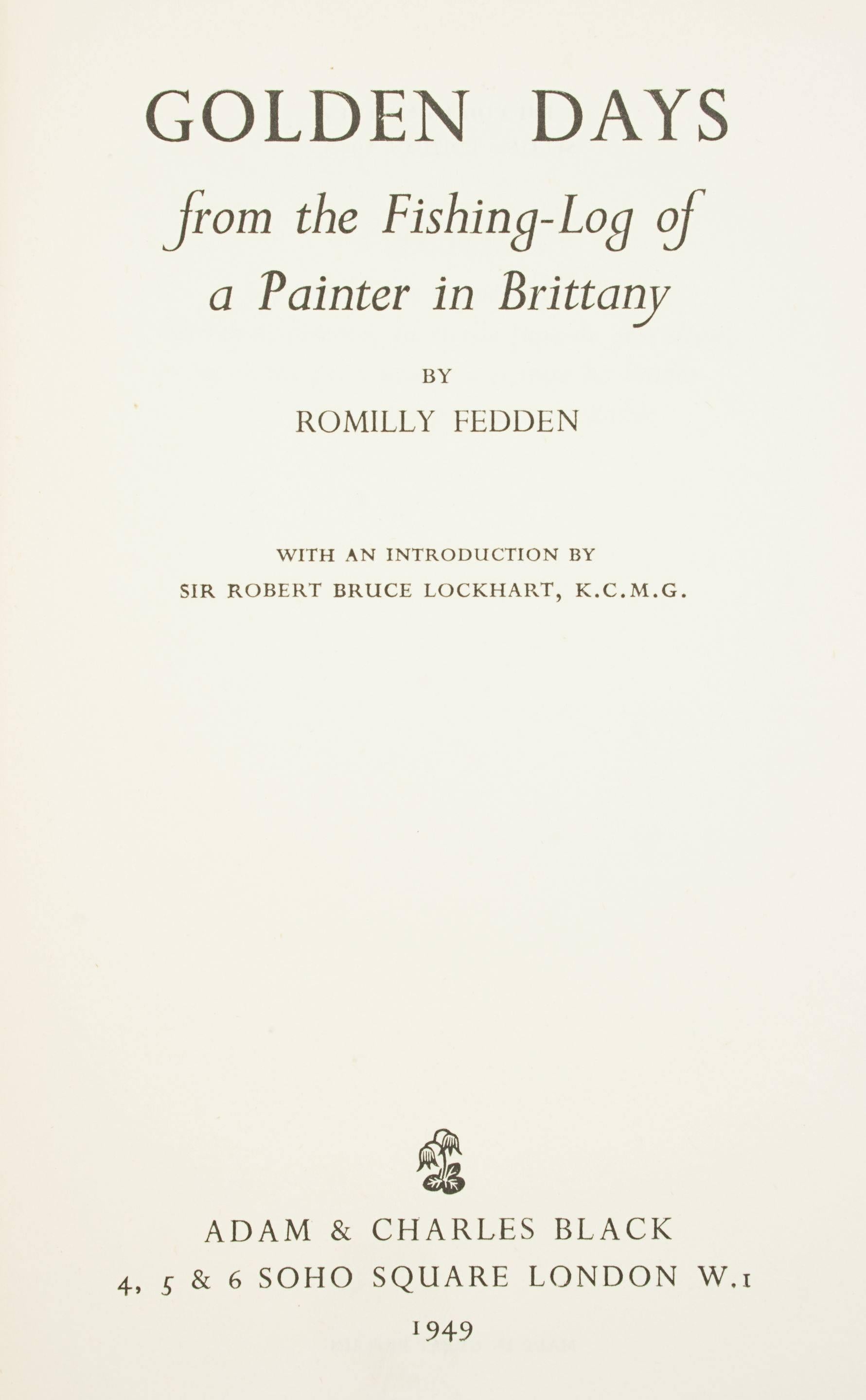 Mid-20th Century Fishing Book, Golden Days by Romilly Fedden For Sale