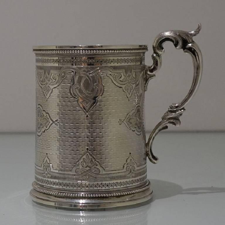 Antique Sterling Silver Victorian Christening Mug Edward Charles Brown In Excellent Condition In 53-64 Chancery Lane, London