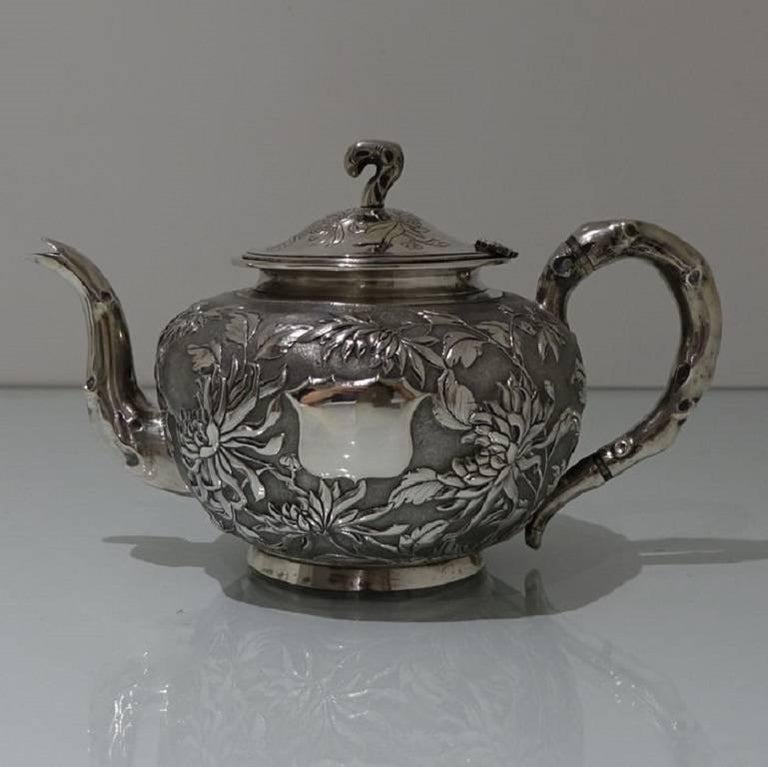 Antique Silver Chinese Three-Piece Tea Set, Hong Kong ...